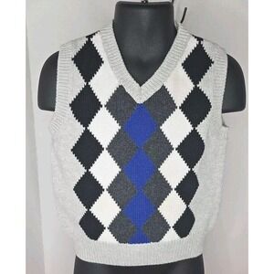 Boy's Gymboree 2010 Preppy Rocks Gray Blue Argyle Sweater Vest Size 18-24 MTHS‎